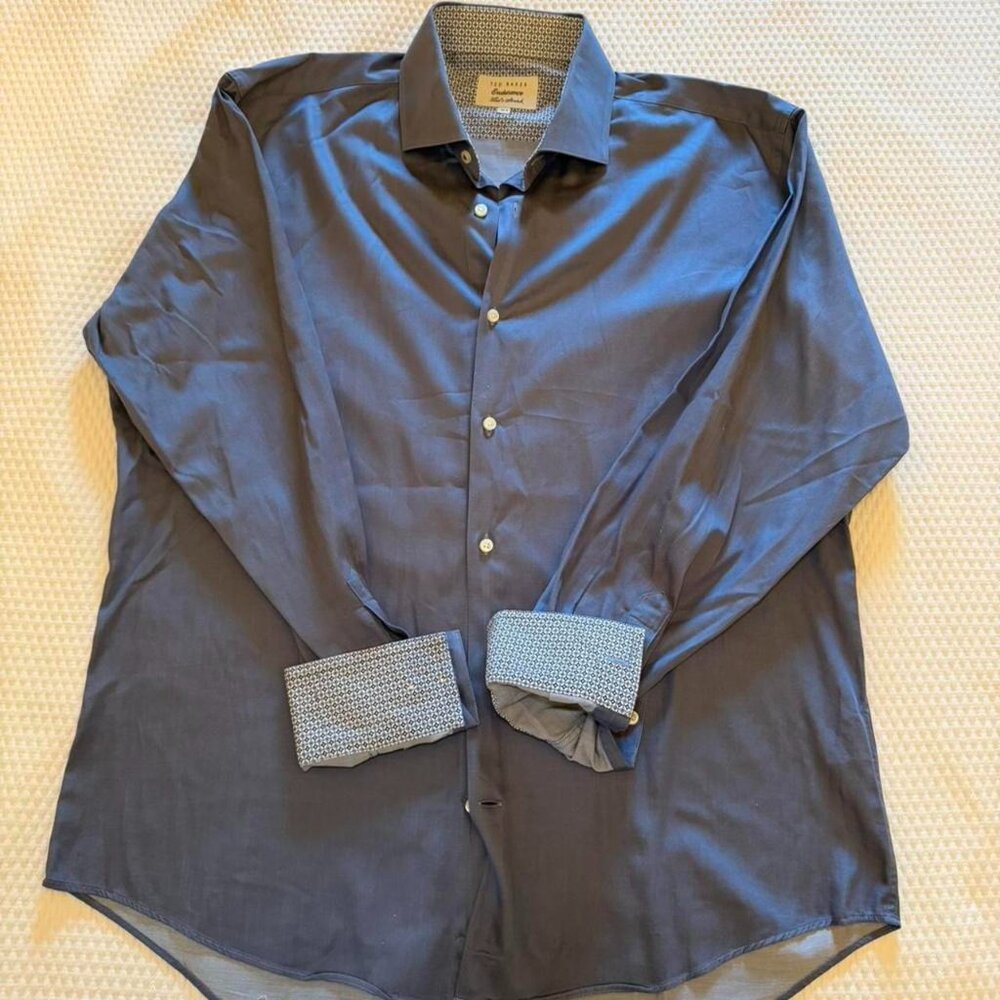 Ted Baker Flip Cuff Paisley Trim Button Up Shirt